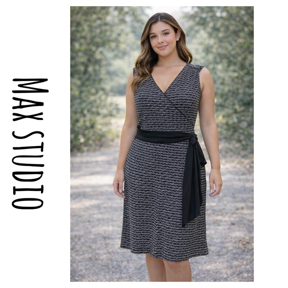 Max studio Black & white striped sleeveless dress